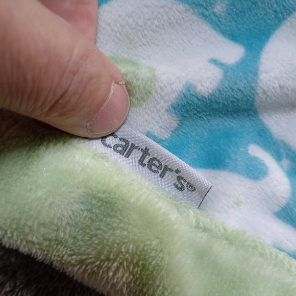 CARTERS Lovey Elephant Plush Green Blue Security Blanket Baby Soft‎ Plush 13x13 - Picture 2 of 8